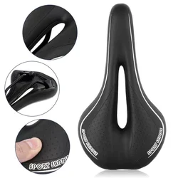 Comfortable Gel-Filled Shockproof Bike Saddle - Soft PU Leather Cycling Cushion (Black)