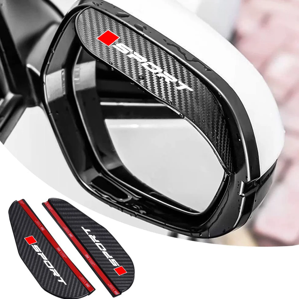 Car Rearview Mirror Visor 2 Pcs Carbon Fiber Rain Eyebrow Snow Blocker Sun Visor For Audi BMW Mercedes Benz VW Toyota