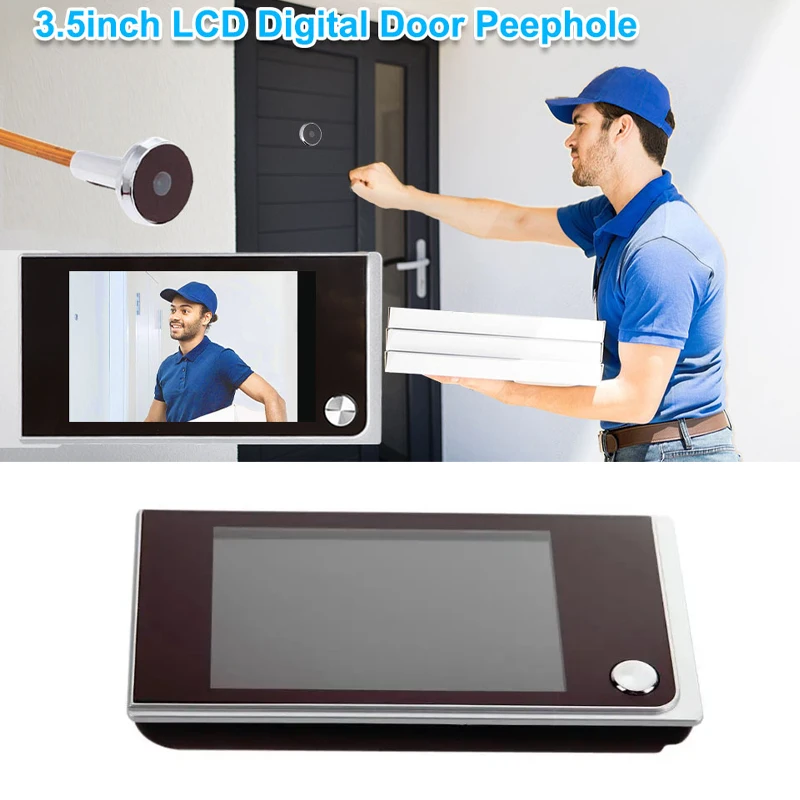 3.5인치 디지털 초인종 LCD 120도 전자식 틈구멍 초인종 컬러 IR 카메라 도어 뷰어 AAA 배터리로 작동