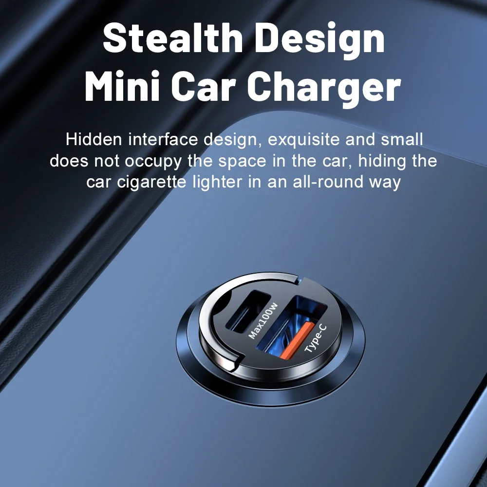 100W Multi Ports USB Car Charger Fast Charging Type C Fast Charge Charger High Speed Adapter in Car PD Quick Charge Adapter