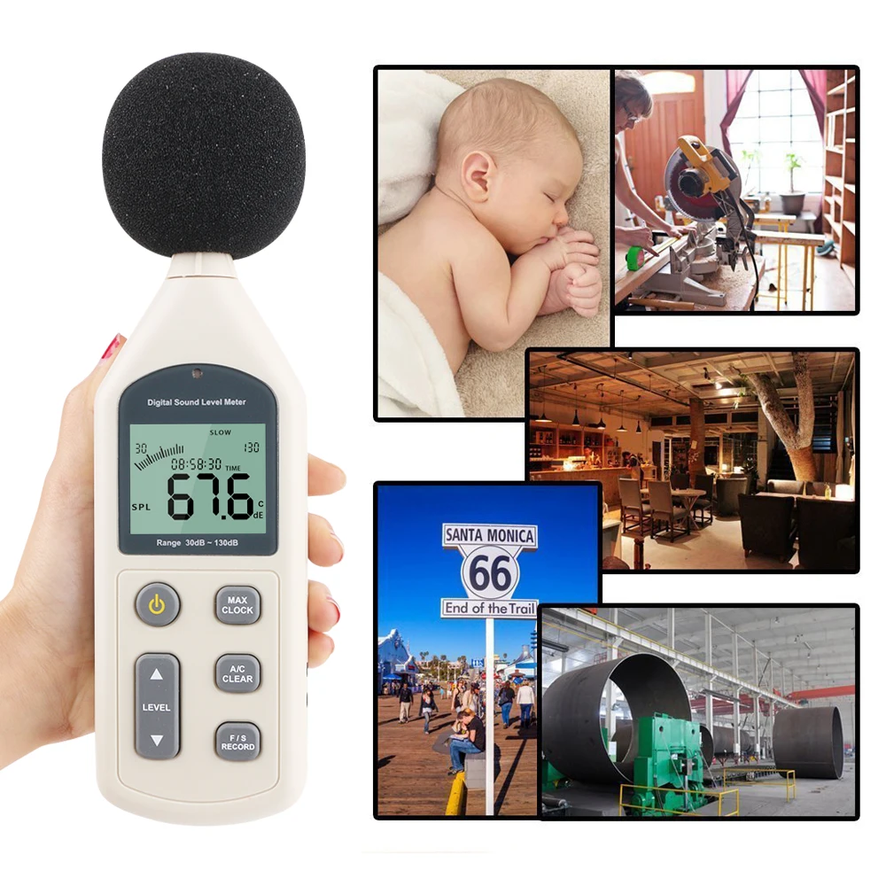 BENETECH Sound Level Meter Digital Decibel Audio Noise Monitor Profession Decibel Meter With CD 30-130dB Sound Meter 5