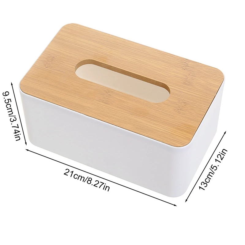 Plastic Tissue Box Wooden Lid Square Napkin Holder Container Wet Tissue Paper Dispenser Case Modern Home Car Organizer 6