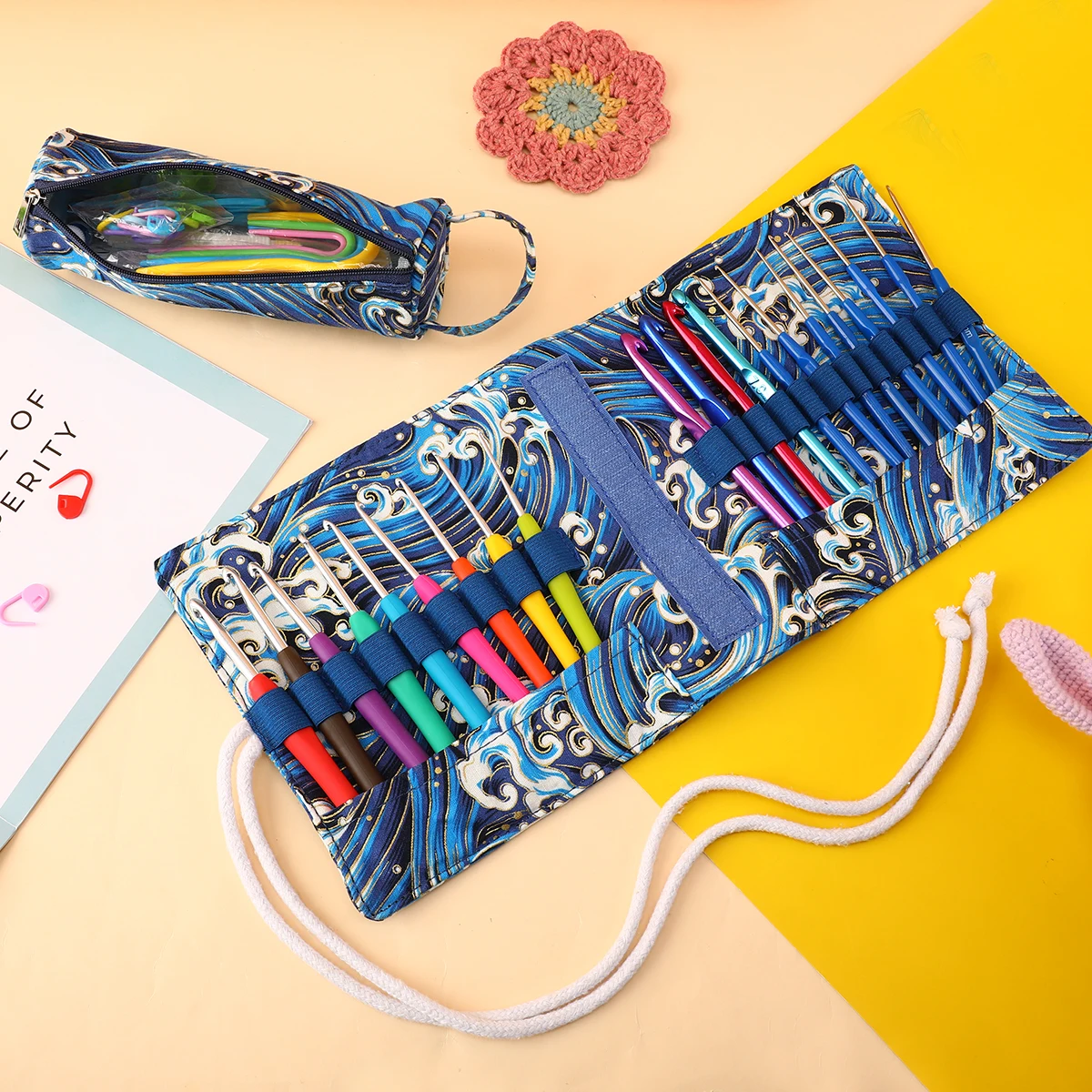 Sewing Accessories Yarn Storage Bag Yarn Storage Organizer New Empty Portable Knitted Wool Bags Fashine Small Yarn Storage Bag Foldable Cerchet Hooks Bags for Sewing Tools Accessories Gif