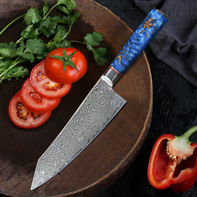 

7 Inch Chefs Cleaver Knife 67 Layers Damascus Steel Blade Sharp Slicing Sashimi Sushi BBQ Kiritsuke Kitchen Knives Resin Handle