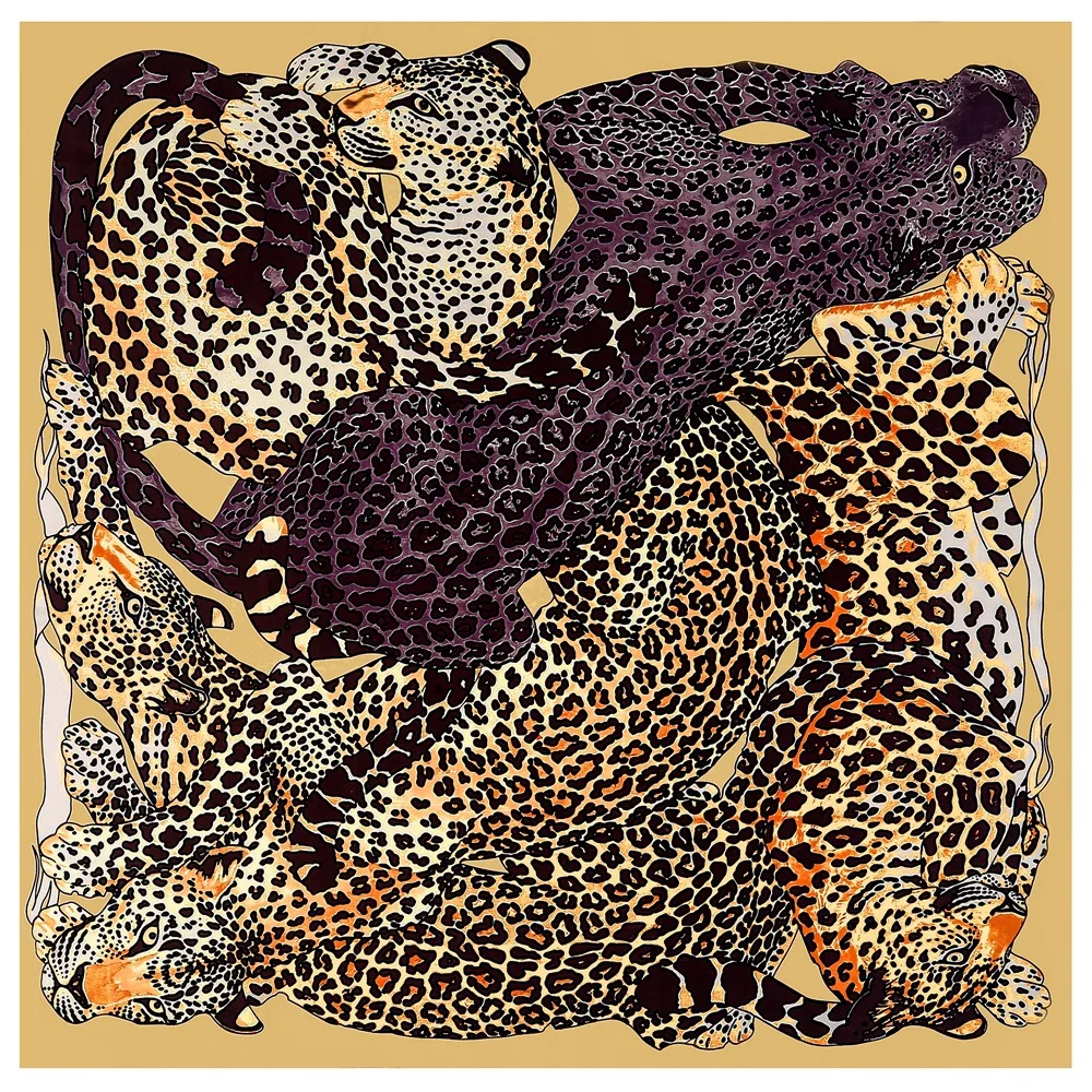 130cm New Fashion Versatile Animal Leopard Women's luxury Twill Decoration Tourism warmth Sunscreen Shawl Large Square Scarf 2