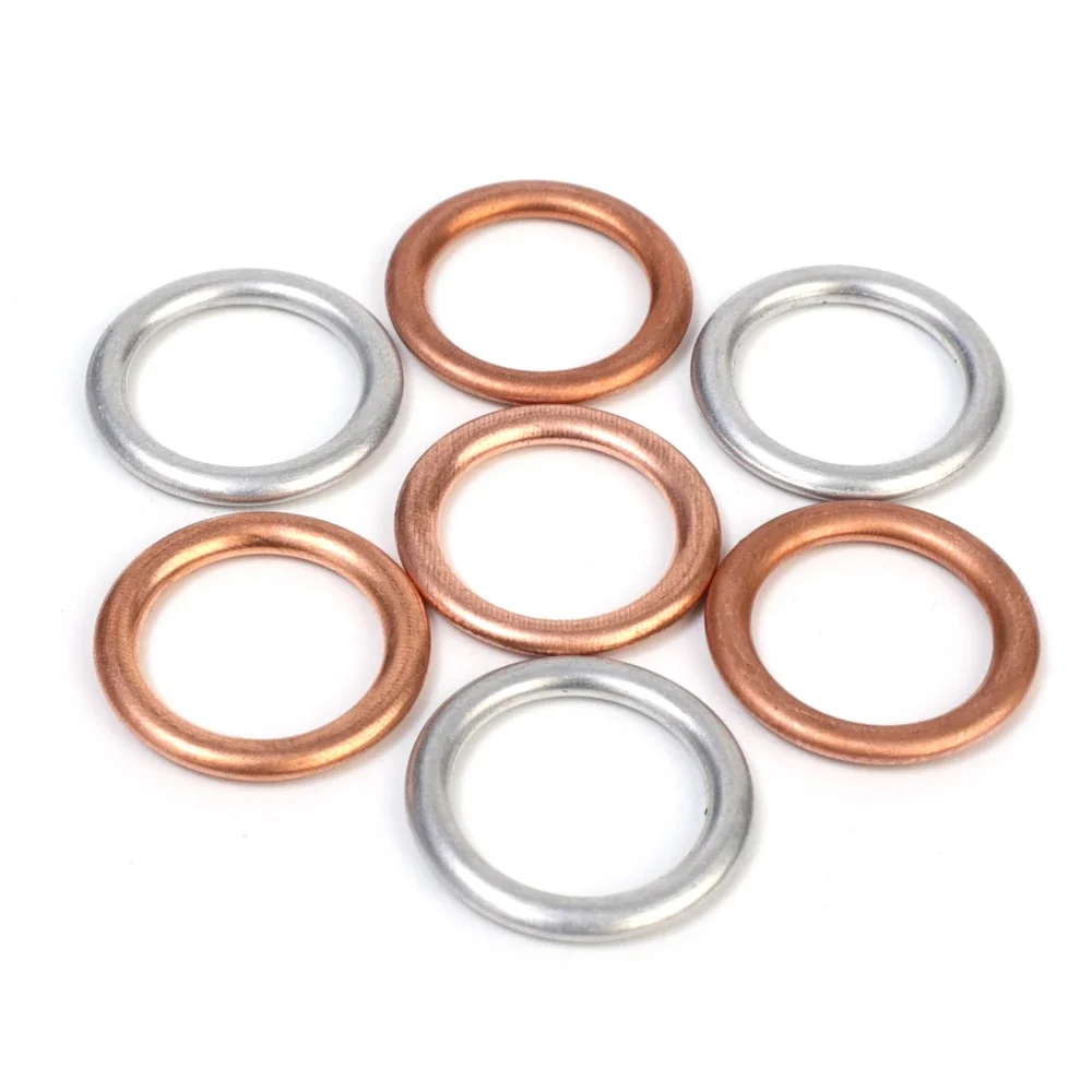 Oil Drain Plug Gasket Oil Drain Plug Seal Washer Car Oil Pan Gaskets Aluminum/Copper Drainage Bolt Oil Drain Plug Screw Gasket Car Replaceable Accessories for VW Audi N0138157
