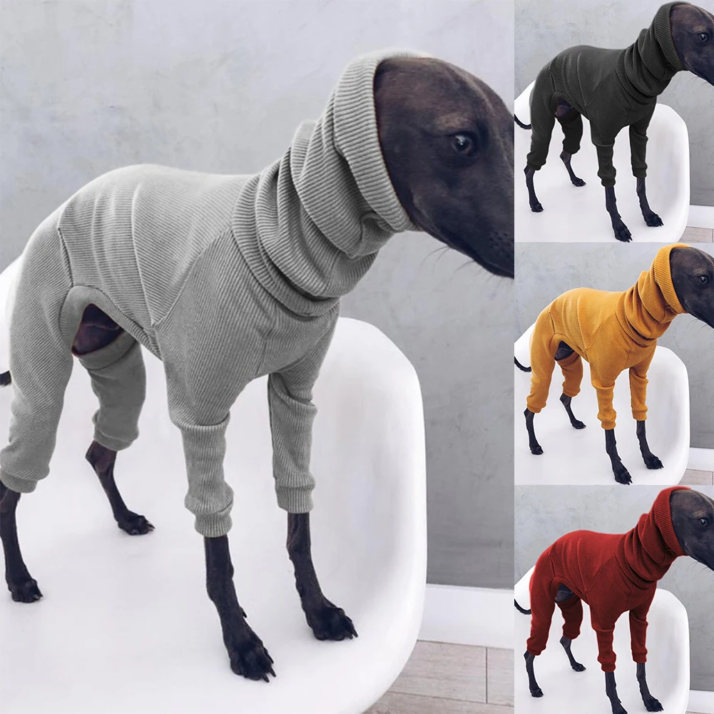Fashion Four-legged Rib Dog Clothes Turtleneck Pet Sweater for Whippet Italian Greyhound Winter Pullover Jumpsuit for Big Dogs