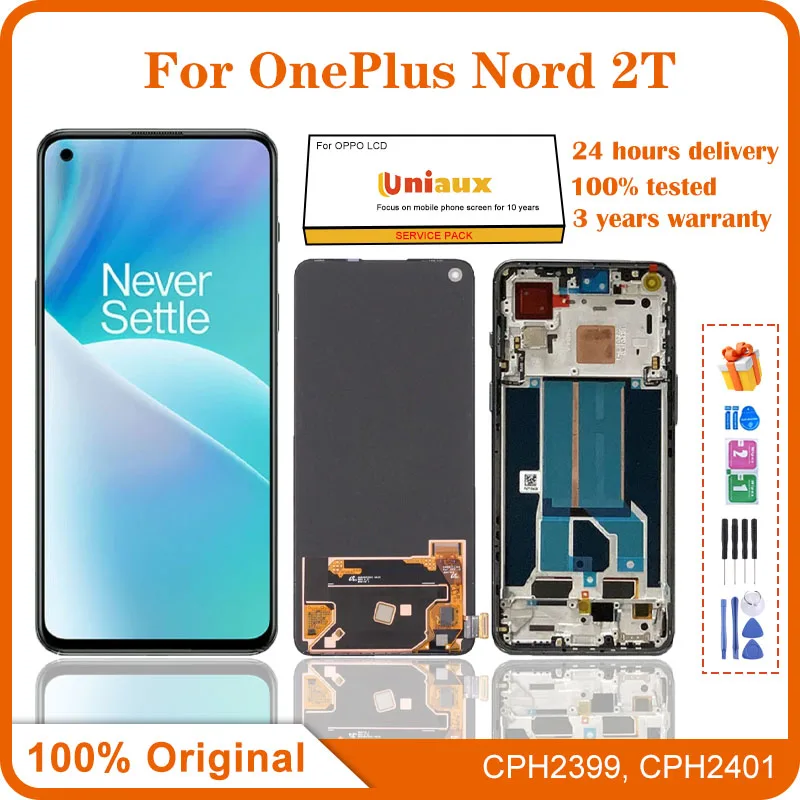 Montagem do Digitalizador da Tela Sensível ao Toque Amoled Original Oneplus Nord 2t Nord2t Cph2399 Cph2401 643