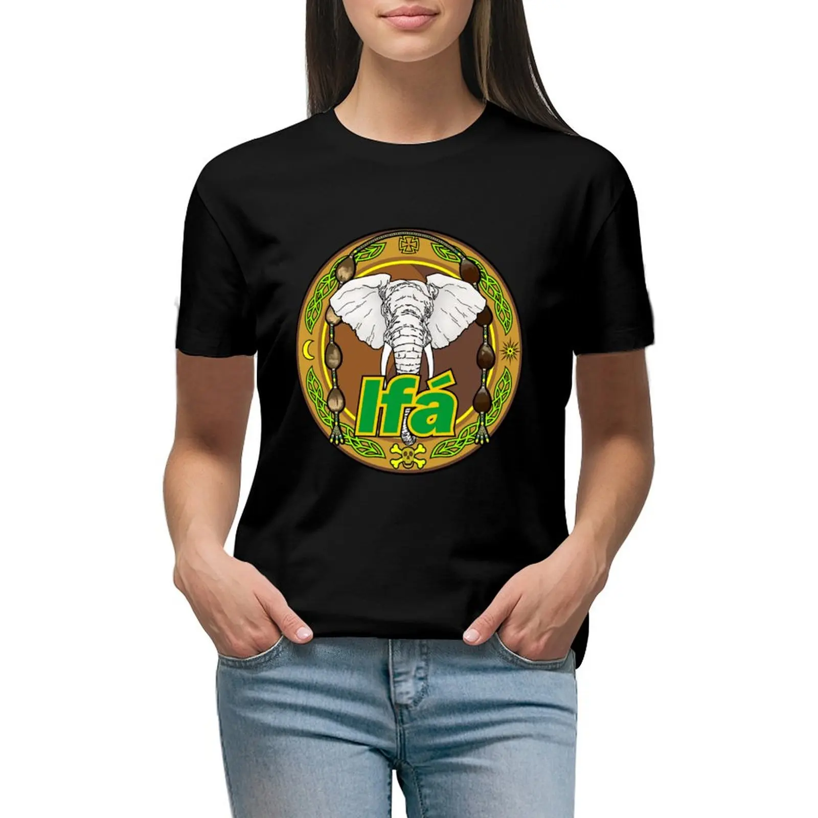

Ifa T-shirt summer top Aesthetic clothing Woman T-shirts