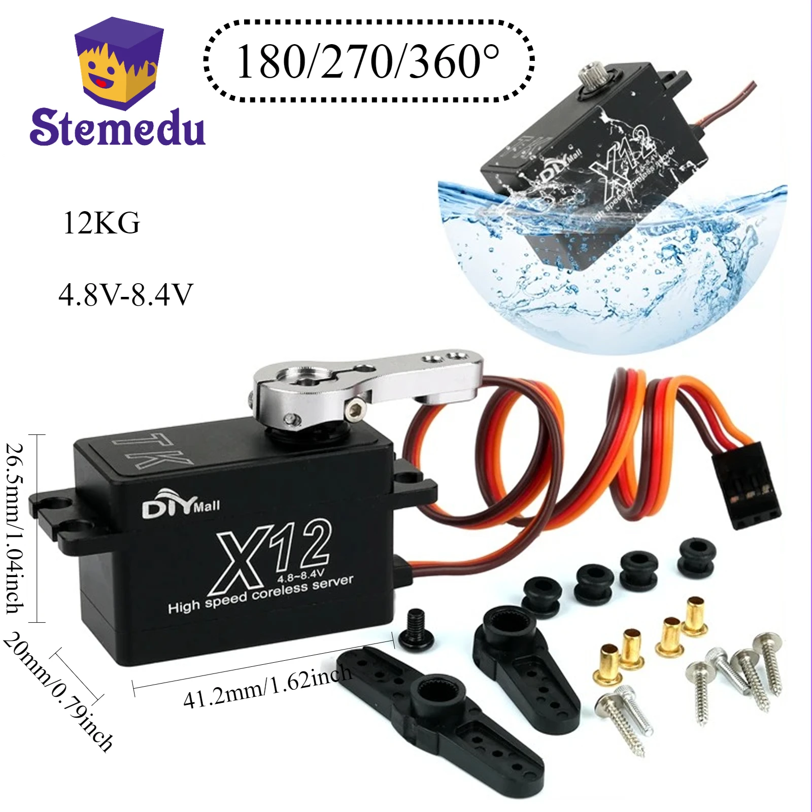 Servo Numérique 12KG, Boîtier Entièrement Métallique, Engrenage 25T