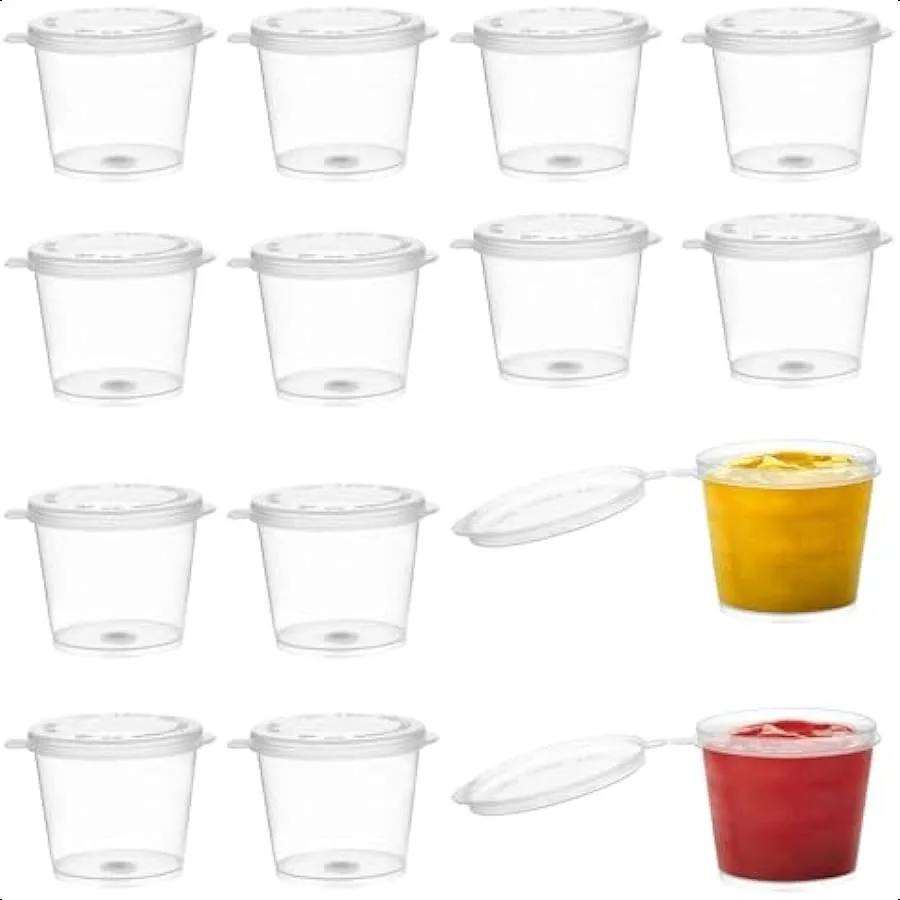 200 Pack Small Plastic Portion Cups with Lids