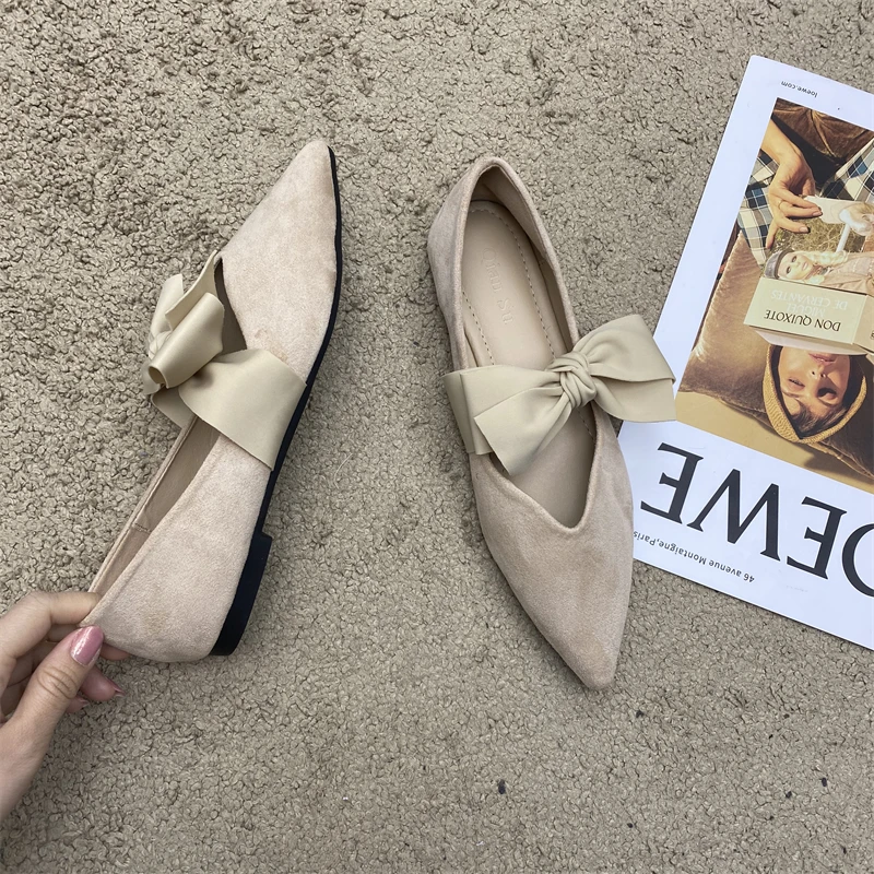 Bow Tie Mary Janes Shoes Women Elegant Daily Pointed Toe Flats Shoes Ladies Pu Leather Spring Autumn Casual Black Loafers New 3