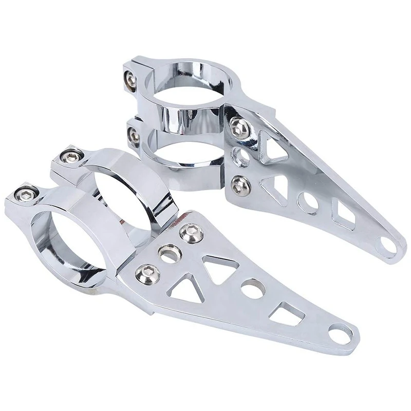 

2Pcs Fork Headlight Bracket Universal Aluminum Alloy Motorcycle Headlight Fork Mounting Brackets 39mm 41mm(Silver)