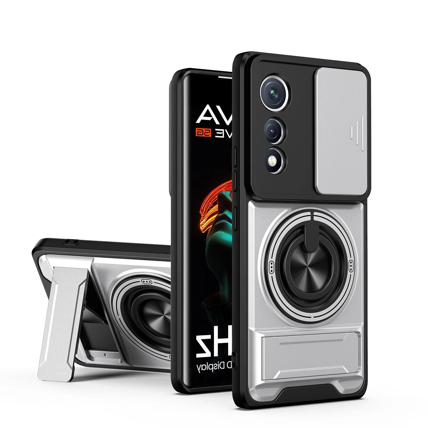 Rotatable Slide Camera Protection Ring Stand Shockproof Phone Case Cover