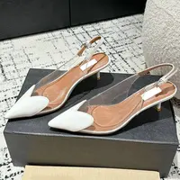 Star Style Fashion Transparent PVC Mixed-color Women Pumps Elegant Pointed toe Thin High heels Slingbacks Party Prom Shoes - Image 6
