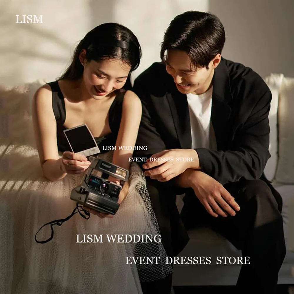 

Женское свадебное платье на бретельках LISM, простое платье в пол в Корейском стиле для фотосессии, официальное платье невесты на шнуровке