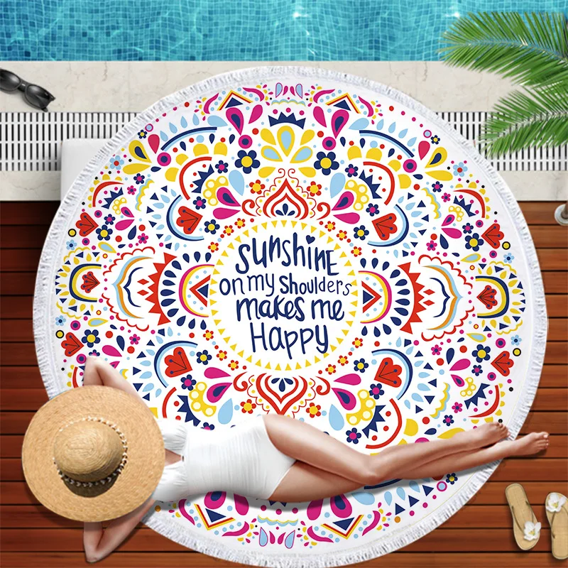 Bohemian Mandala Toalha De Praia com Borlas Round Cover-Up Toalha De Banho Microfibra Yoga Mat Cobertor Exótico Geométrico Print Beach Mat