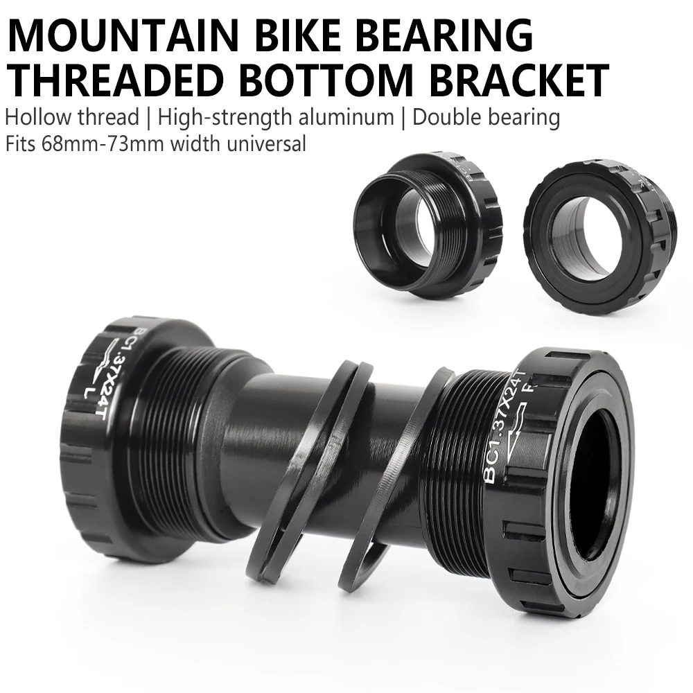 MTB Bicycle Bottom Bracket Hollow Thread 68-73mm Universal Mountain Bike Axle Bearing Aluminum Alloy Bottom Bracket
