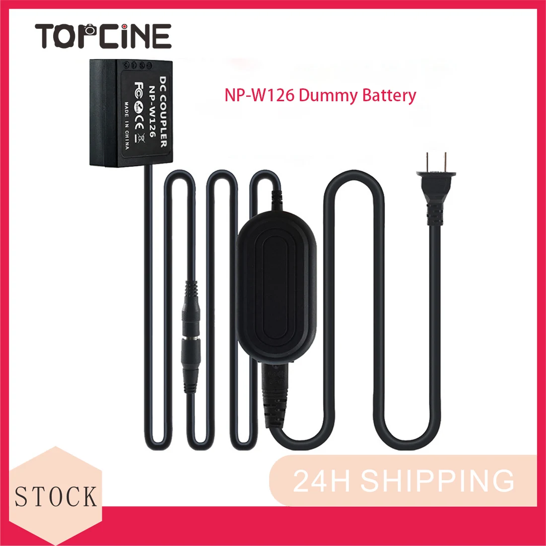 

TOPCINE CP-W126 DC Coupler NP-W126/NP-W126S Dummy Battery AC Power Supply Adapter Kit for Fujifilm X-S10 X-T3 X-T20 X-T30 etc.