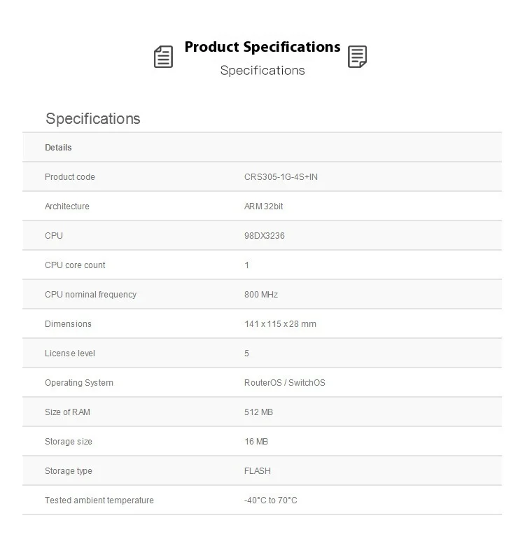 CRS305-1G-4S+IN SFP+ 10Gbps Five-Port Smart Managed Switch Dual System RouterOS