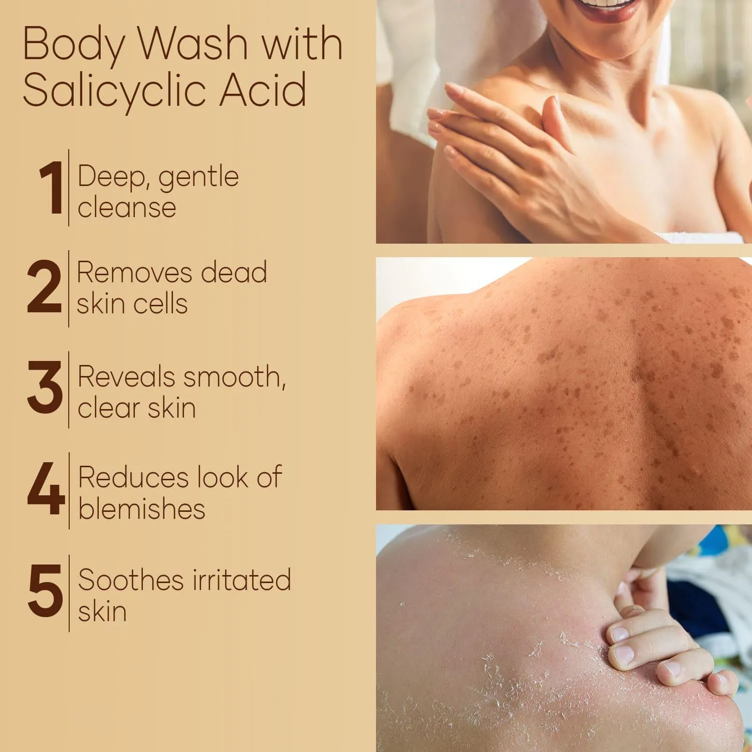 EHD Salicylic Acid Fragrance Body Wash Gentle Exfoliating for Blemish-Prone Skin Oil Control pH Balance Shower Gel Smooth Skin