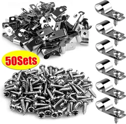 Premium Stainless Steel Cable Clips with Screws - Durable Wire Clamps & Fasteners for Fencing and Livestock Applications (50Set)