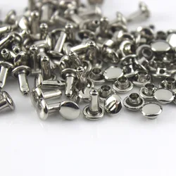 100 Sets of Double Cap Metal Rivets for Leather Craft and Accessories (Silver)