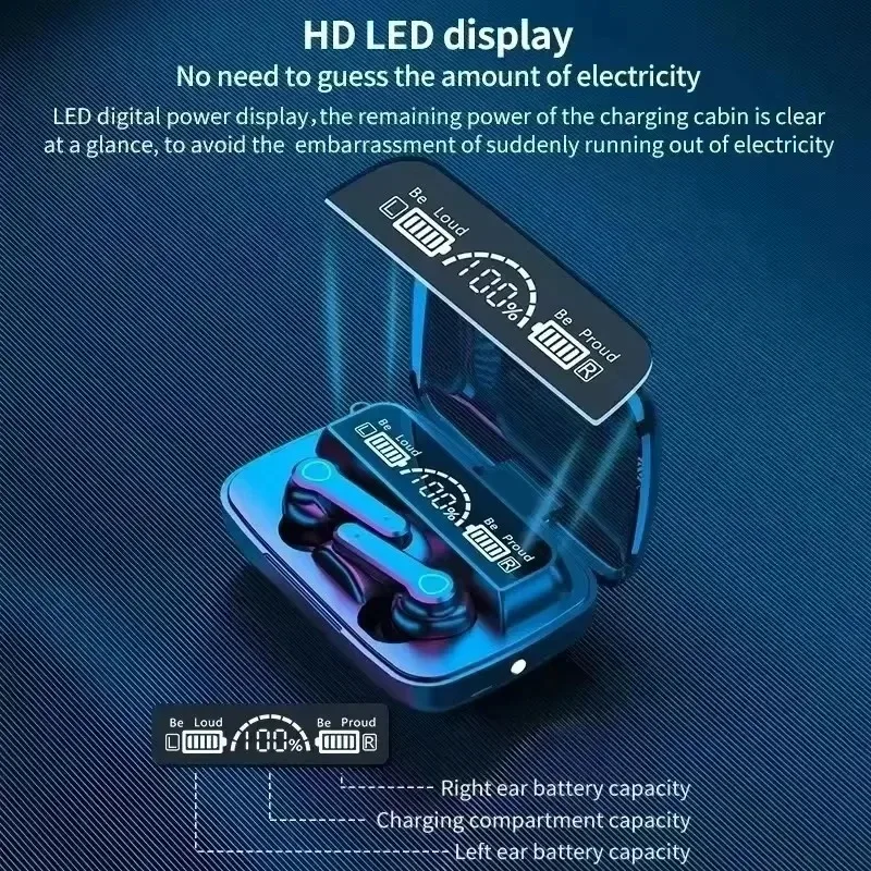 Wireless Bluetooth Headphones Touch Waterproof Digital Display