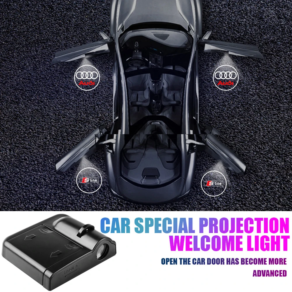 1/2Pcs Car Stying Logo Led Car Door Magnetic Welcome Light Proiettore Laser Light Per Audi Sline B6 B8 B9 A3 8P 8V 8L A5 A6 C7 4F