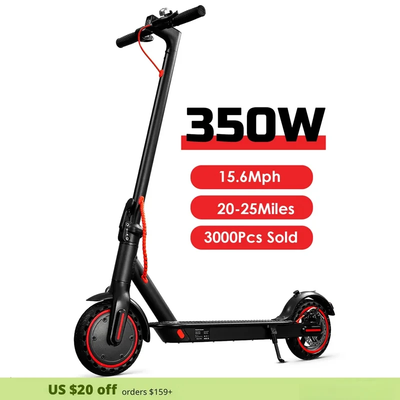 HS-04Pro Electric Scooter: 36V 350W, 10.4Ah Battery, 15.6MPH, 8.5" Self-Balancing Wheels, Foldable,Kick-Assist,Smart App-Enabled