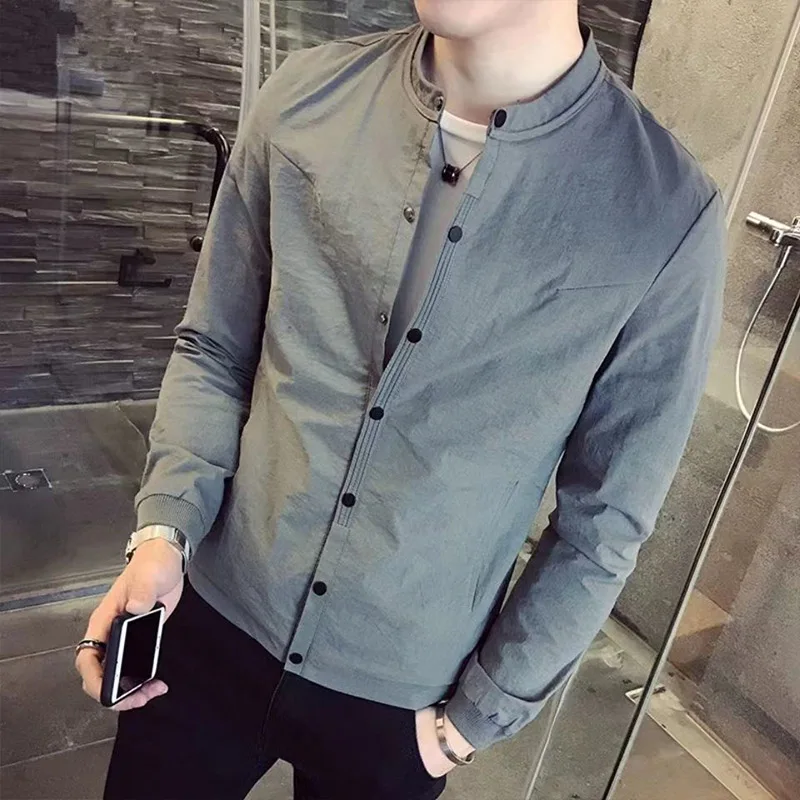 Spring Autumn KPOP Fashion Style Harajuku Slim Fit Tops Loose Casual All Match Outerwear Solid Zipper Button Long Sleeve Jacket