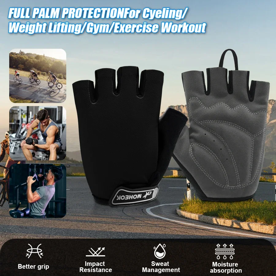 Men's and Women's Shock-absorbing Cycling Gloves Gel Padded Cycling Gloves Non-slip Design Suitable for Cycling Gym Training 6