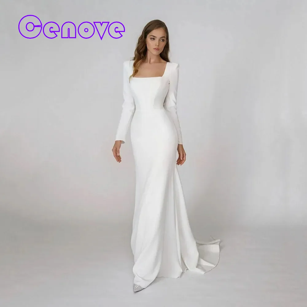 

Cenove Square Collar Neckline Prom Dress Long Shoulder With Floor Length Evening Elegant Party Dress For Women2023