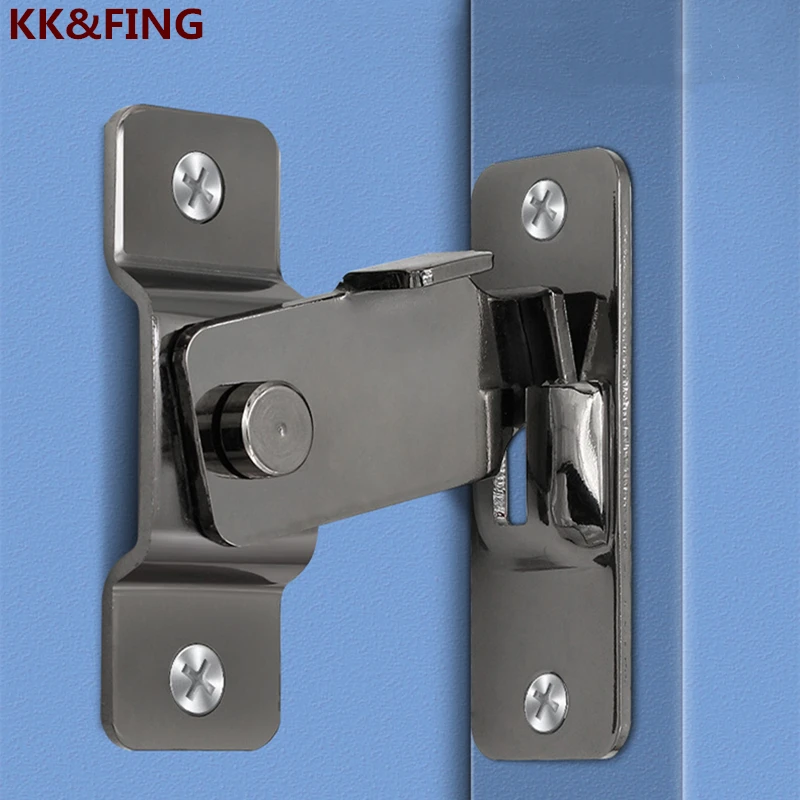 KK&FING Stainless Steel 90-degree Door Buckle Sliding Door Lock Door Latch Safety Anti-theft Lock Right Angle Hasp Buckle