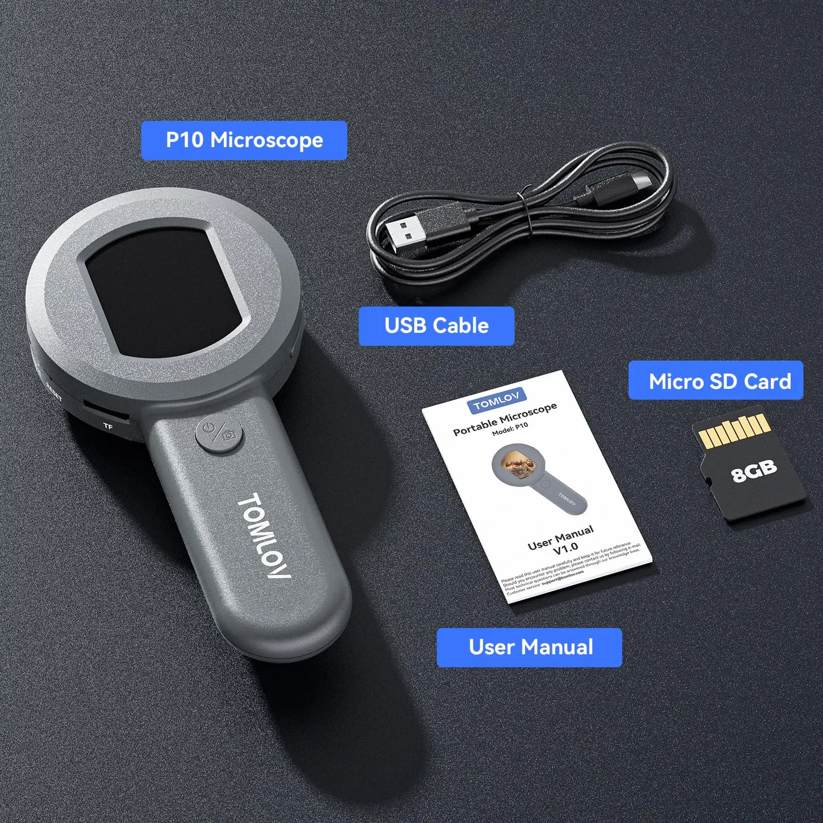 TOMLOV P10 Handheled Microscope for Kids 100X Pocket Magnifying Glass with Light Portable Jewelers Loupe with Screen Magnifier 6