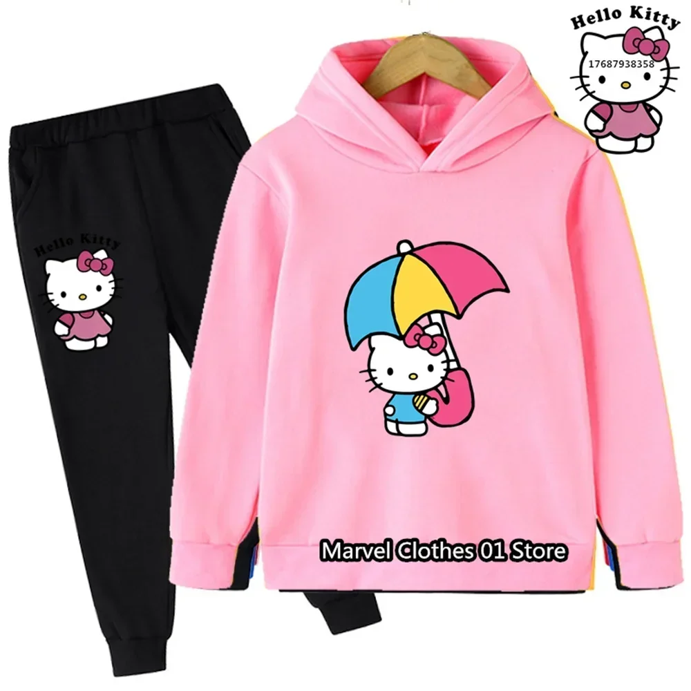 

2 шт./комплект, детский спортивный костюм «Hello Kitty»