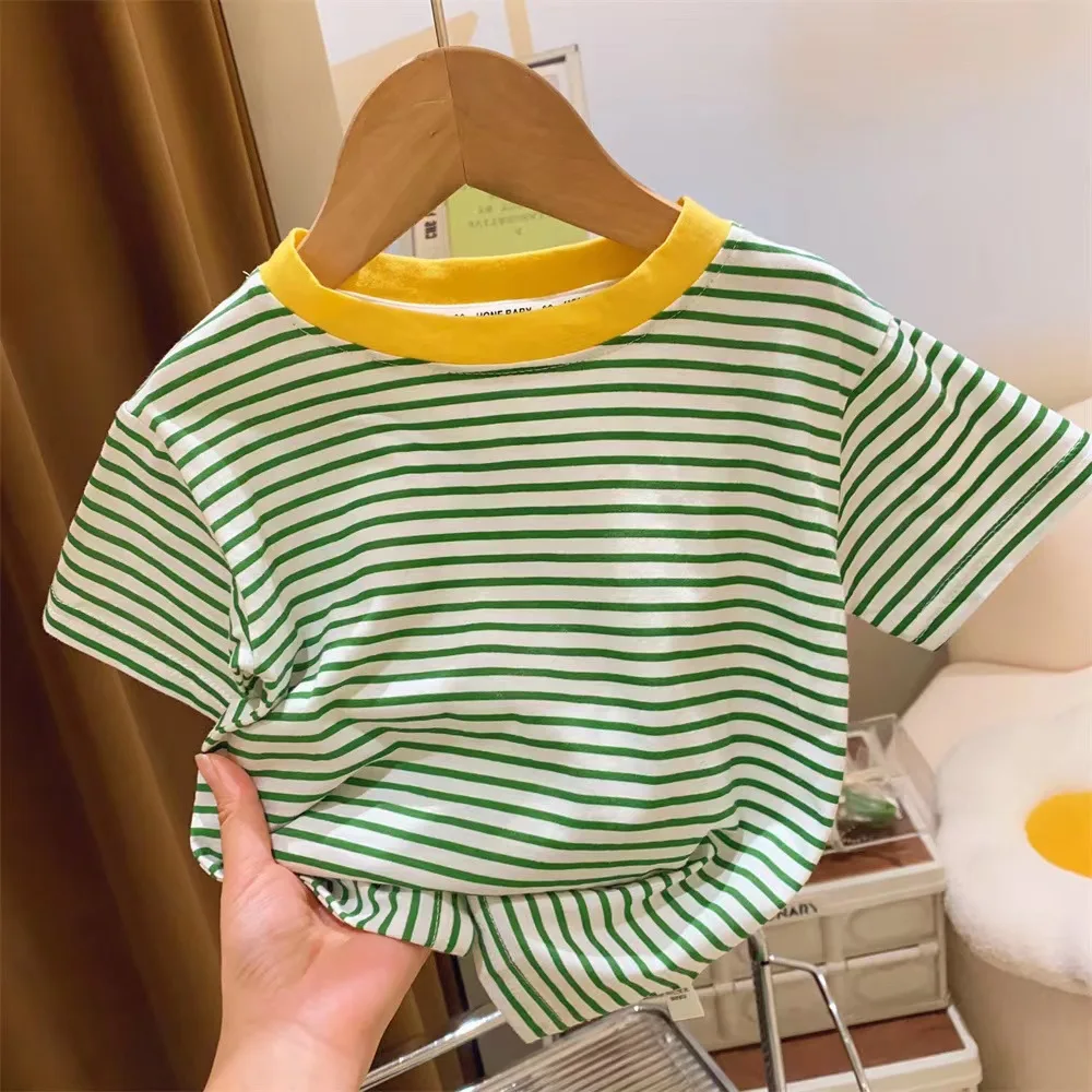 T shirt Children Short-Sleeved Summer Striped Baby Half-Sleeved Bottoming Casual Wear