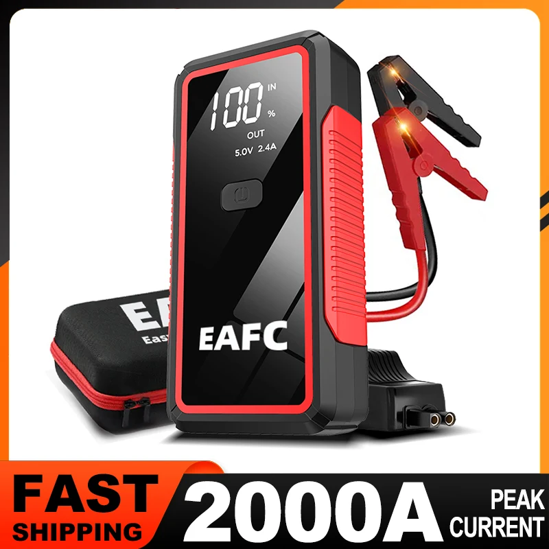 2000A/1200A Jump Starter Power Bank Portable 12V Car Battery Booster Charger for Petrol Diesel-powered 6.0L/4.0L Car