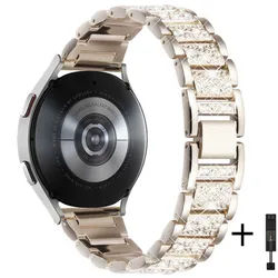 Luxury Diamond Metal Watch Band - Elegant Strap for Galaxy 7-6-5 (Vintage gold)