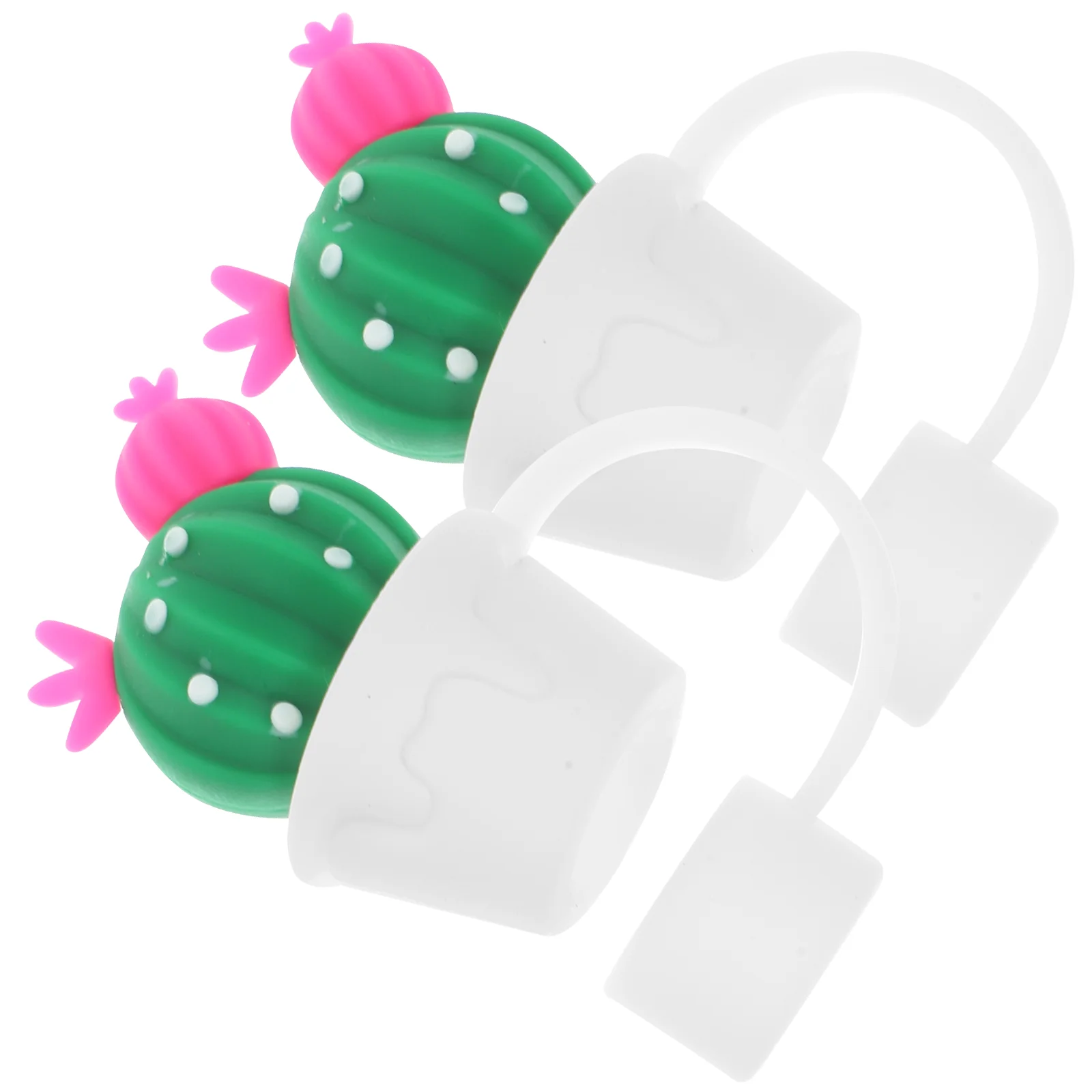 

2pcs Cute Cactus Silicone Straw Tip Caps Reusable Straws Covers Drinking Straw Charm Straw Toppers