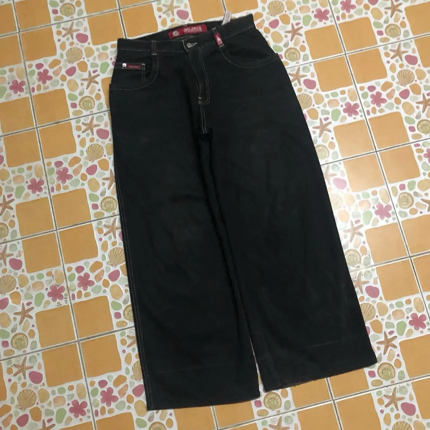 JNCO Y2K 힙합 해골 그래픽 프린트 헐렁한 청바지, 레트로 데님 바지, 남성 여성 하라주쿠 고딕 하이 웨이스트 와이드 팬츠, 신제품