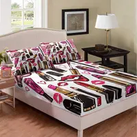 Sexy Mouth Makeup Bedding Set for Kids Children Twin Fashion Girl Fitted Sheets Lipstick Bed Sheet Sets Bed Covers Bedclothes 1