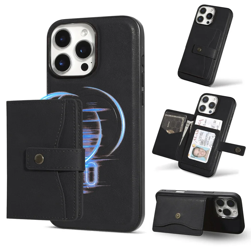 Leather MagSafe Magnetic Wallet and Card Holder Phone Case