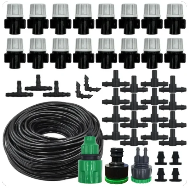 10-20M Automatic Watering Irrigation System Portable Misting Fog Nozzles Garden Hose Spray Head W/ 4/7mm Tee Connector for Patio