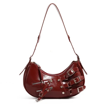 Borse a tracolla in pelle PU vintage per donna Y2K Borsa da moto americana cool alla moda 2025 Borse di vendita calde per borsa da donna firmata 1