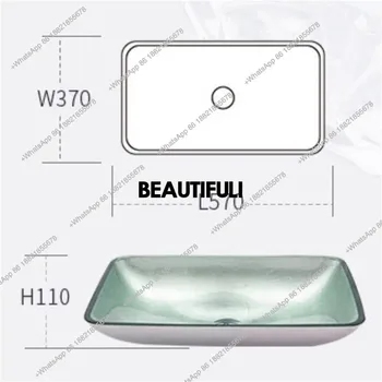 อ่างล้างหน้าแบบวางบนเคาน์เตอร์ รุ่น R New Style ทำจากกระจกนิรภัย สีเงินขาว ดีไซน์สร้างสรรค์ ขนาด กว้าง 570 มม. ยาว 370 มม. สูง 110 มม. 1