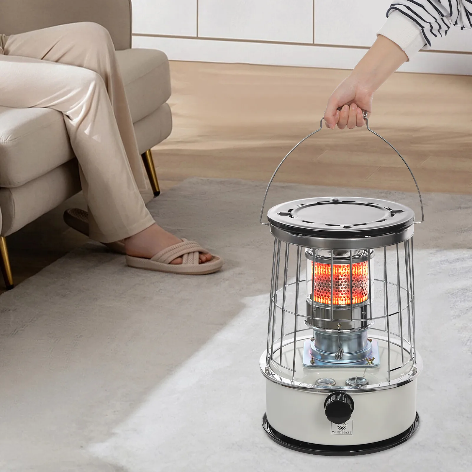 Portable Kerosene Heater Indoor,Kerosene Heater 6L Lasts 18 h,360°Surround Heating Kerosene Stove Burner Camping Kerosene Heater