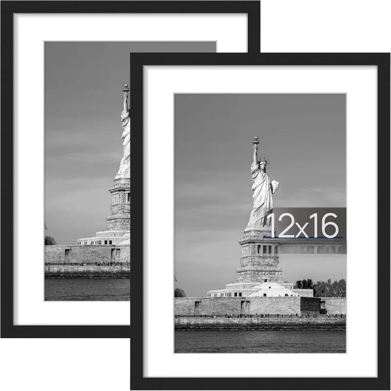 

Фоторамка 12x16, Постер 9x12 с ковриком или 12x16 без коврика, настенные фоторамки для галереи, черная, 2 упаковки