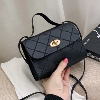 ⁦Women's Handbags Striped Square Fresh Age Reducing High Capacity Fine Texture Soft Comfortable Female's Crossbody Bag⁩ – תמונה ⁦5⁩