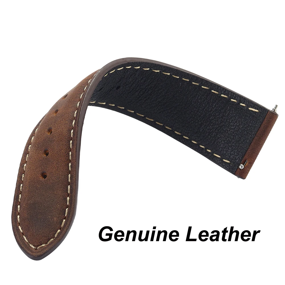 Vintage Dark Brown Cowhide Leather Quick Release Watch Strap